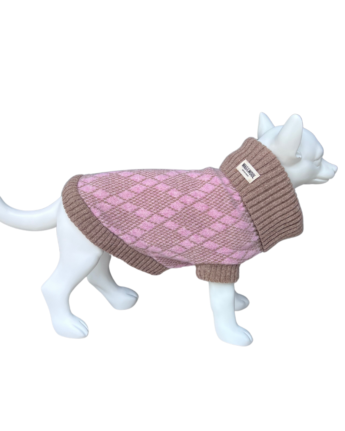 pink argyle dog jumper