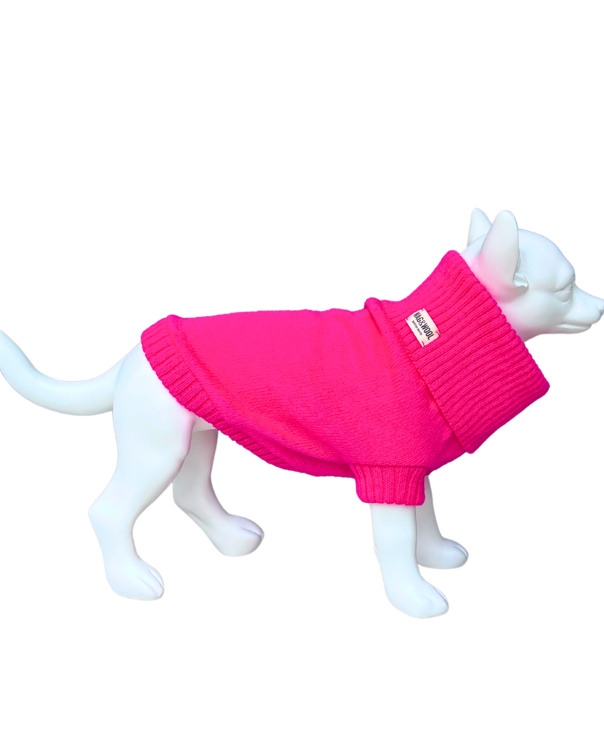 british wool dog jumper in fandango pink