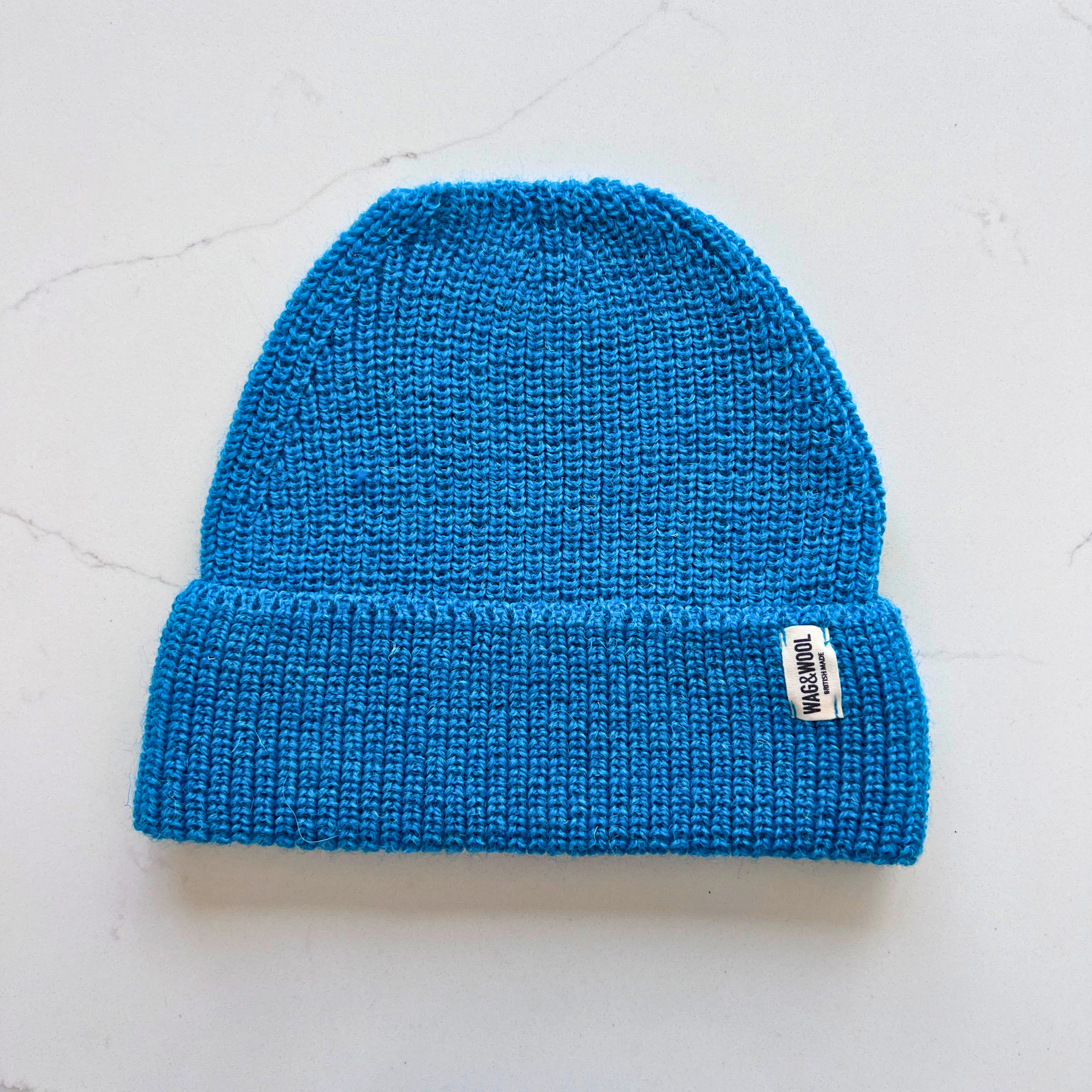 Vibrant Blue British Wool Beanie Hat