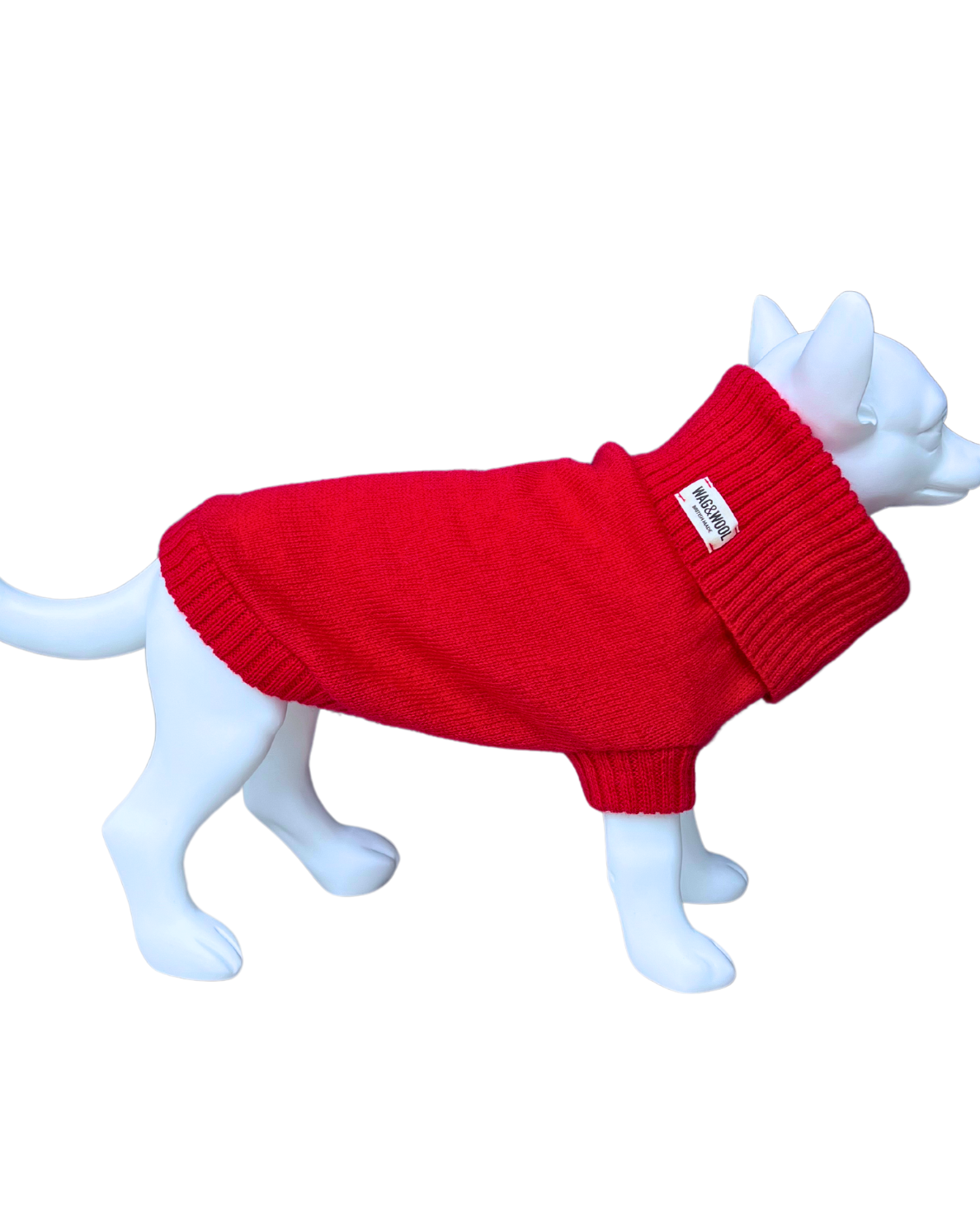British wool dog jumper in cherry red