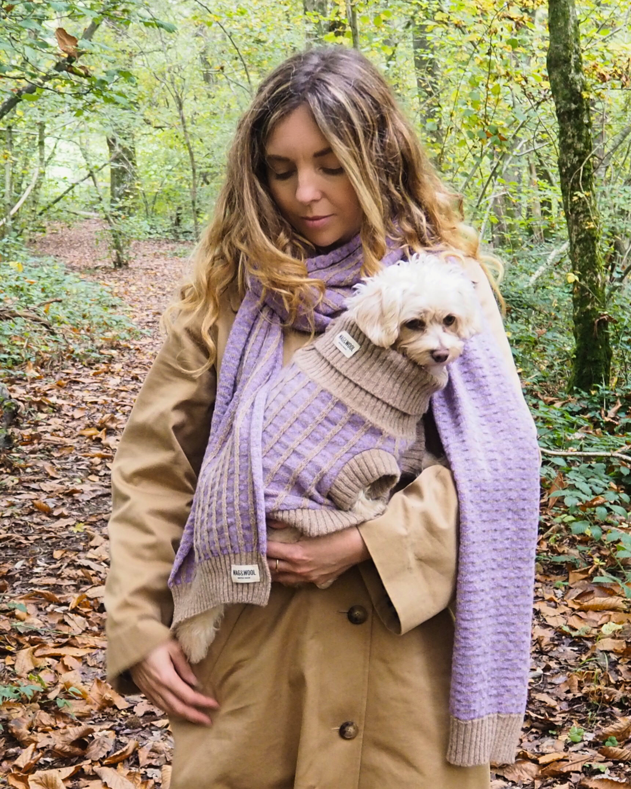 matching dog and owner gift in purple