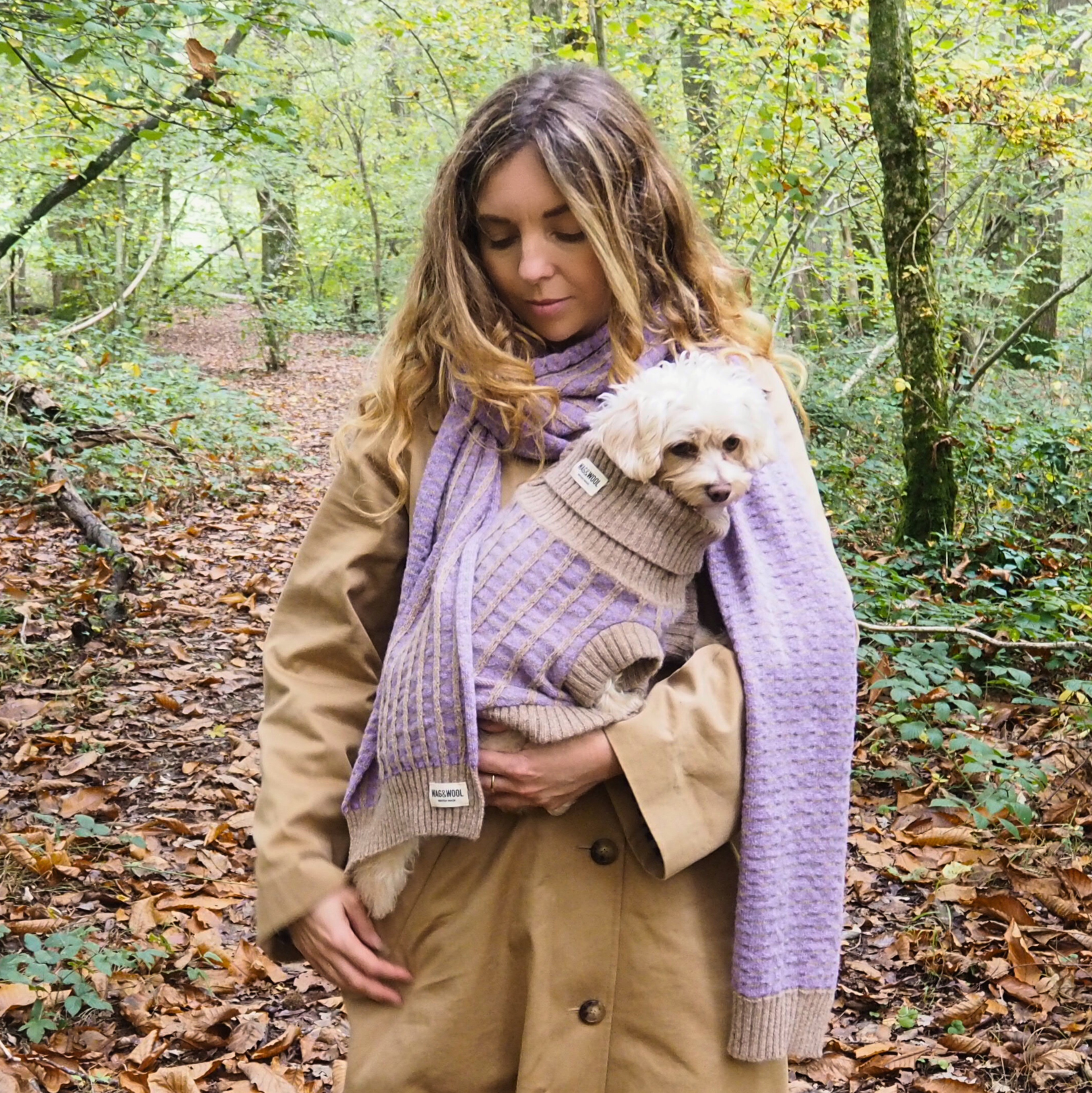 matching dog and owner gift in purple