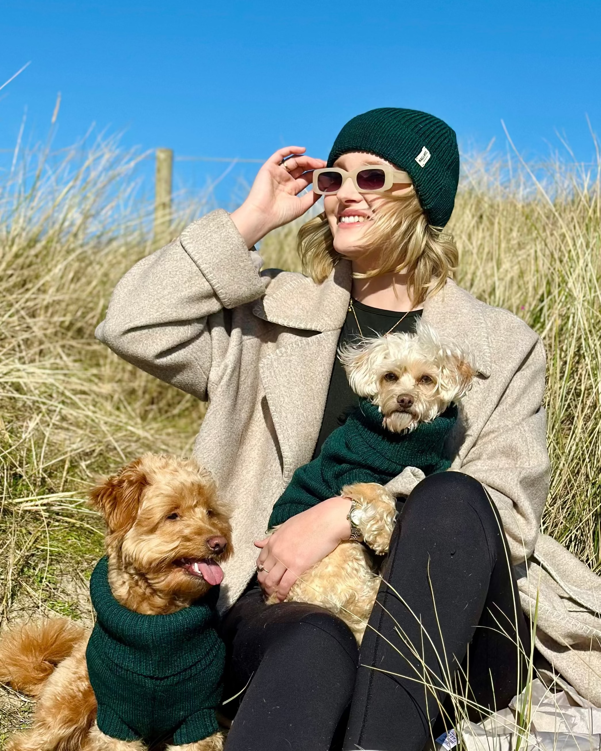 dog and owner matching set in green