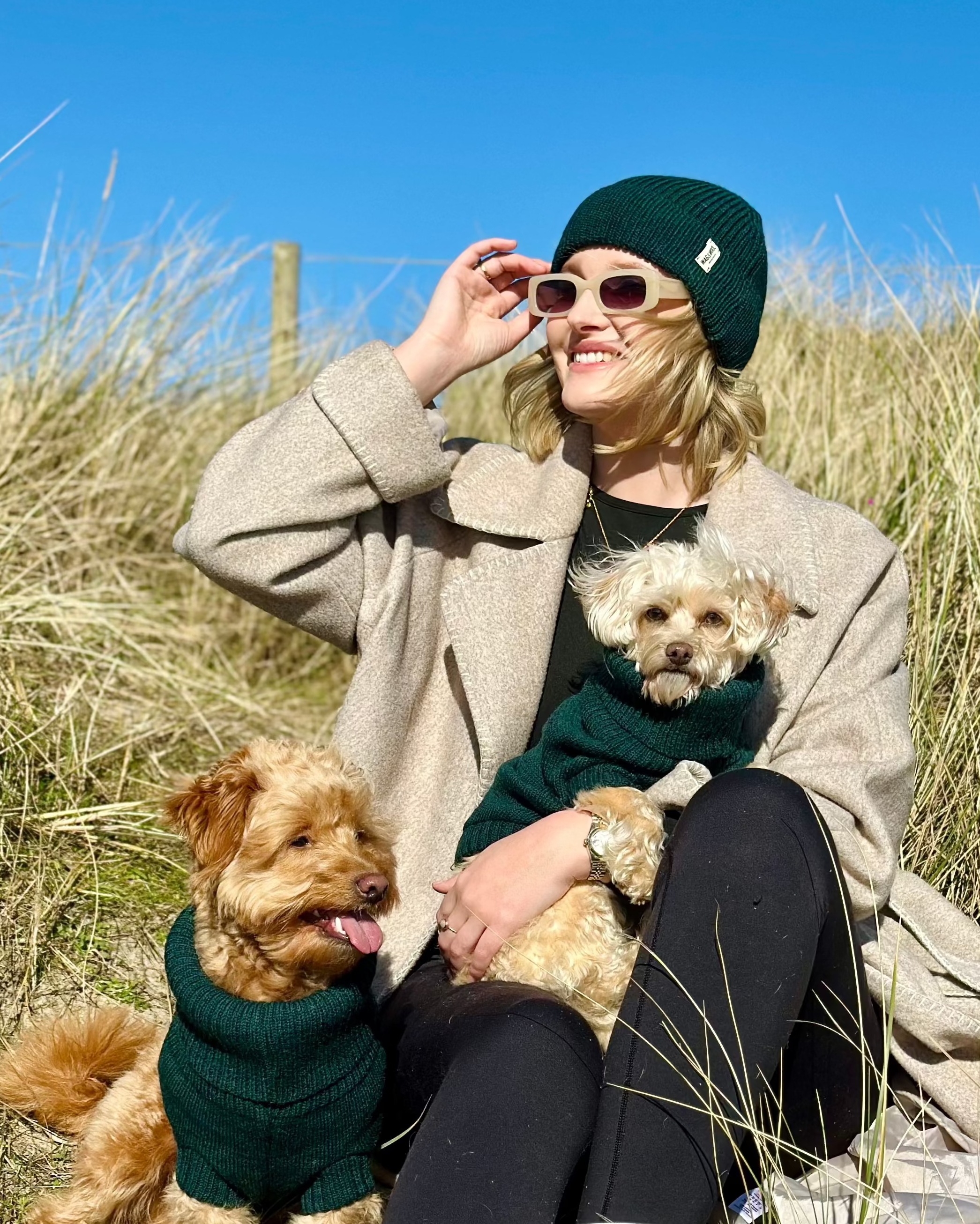 dog and owner matching set in green
