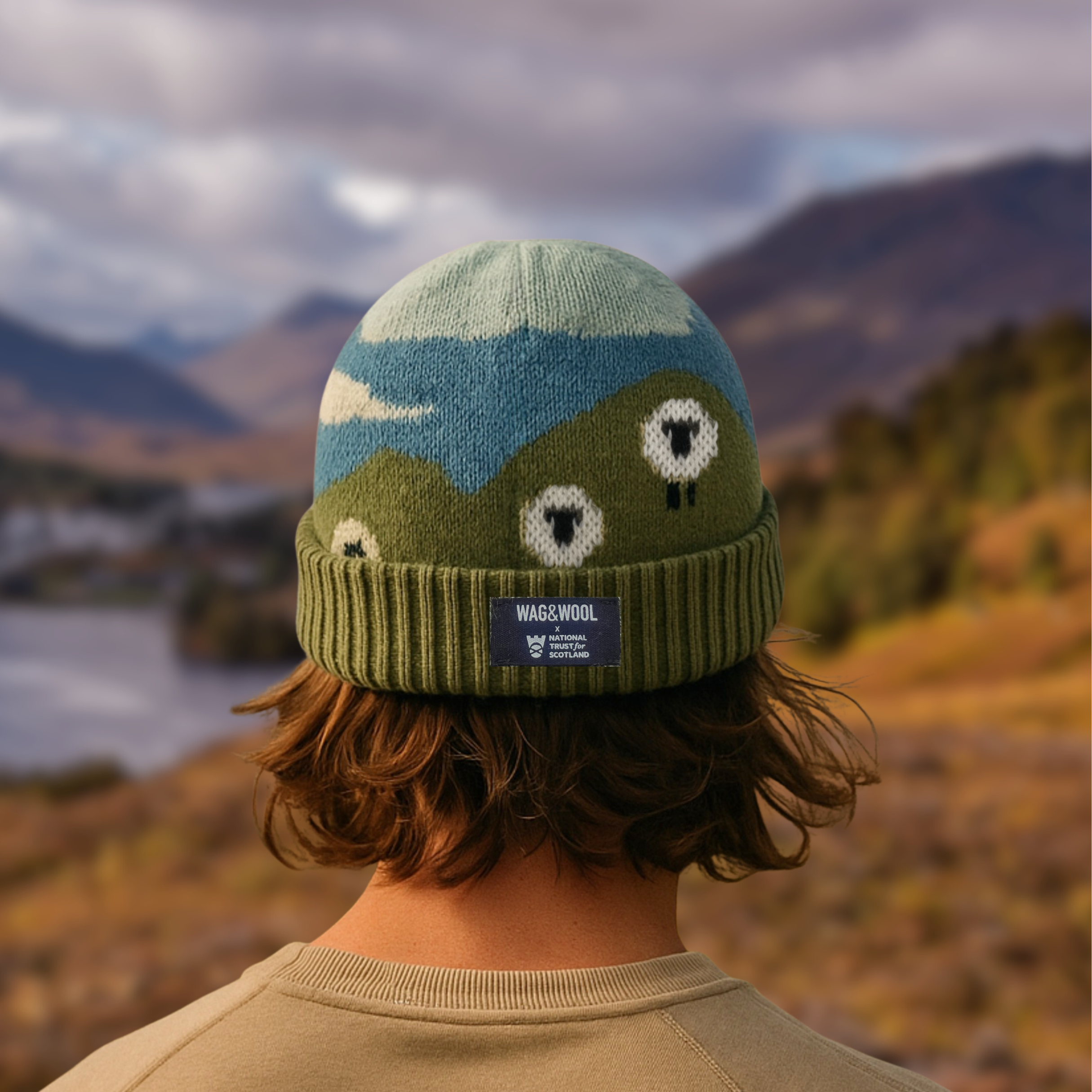 sheep design wool beanie hat