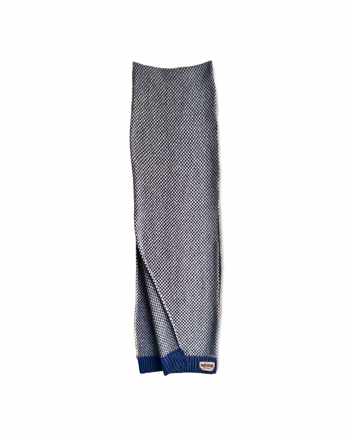 Mens Navy Wool Scarf flat lay