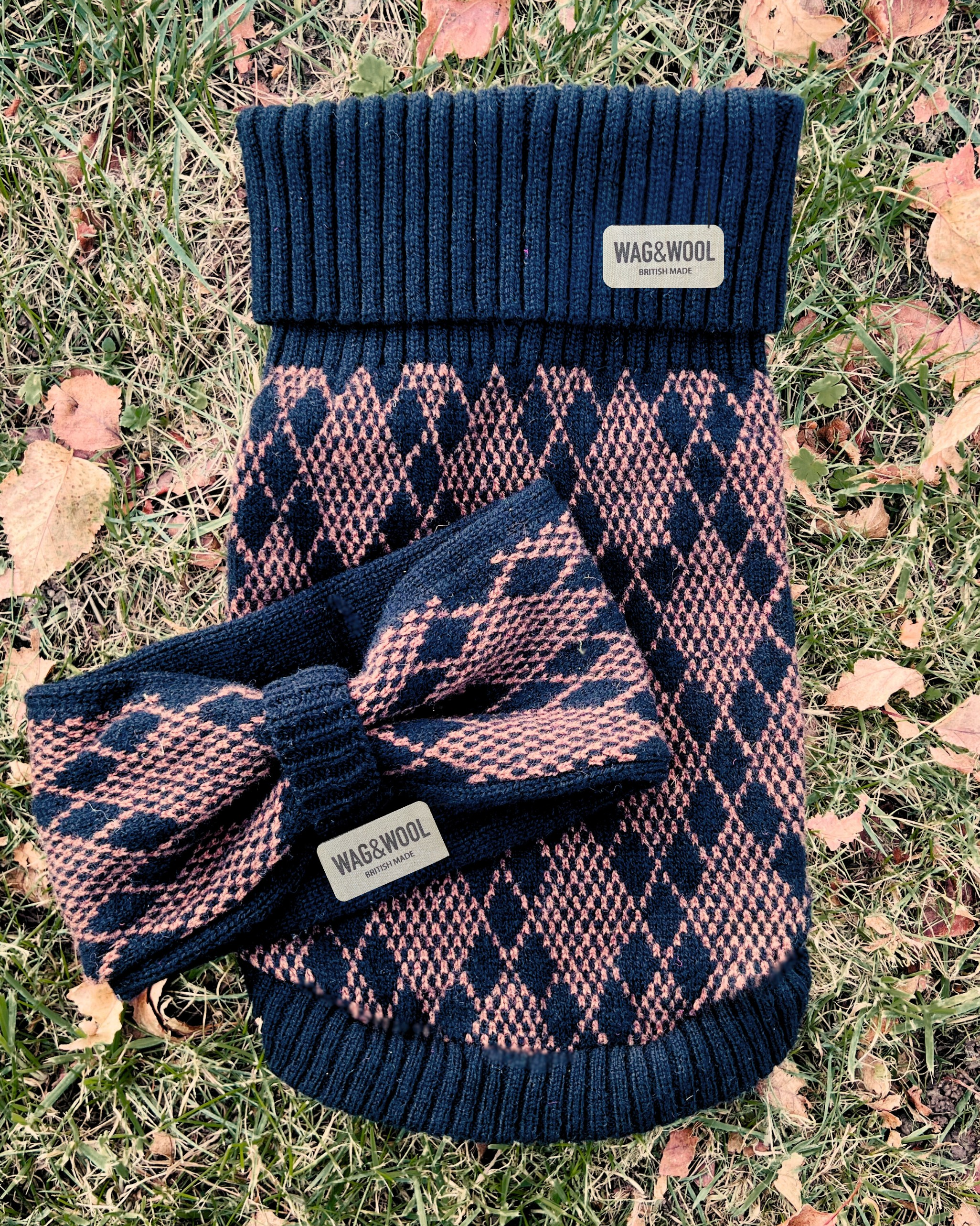 merino lambswool dog jumper and matching headband