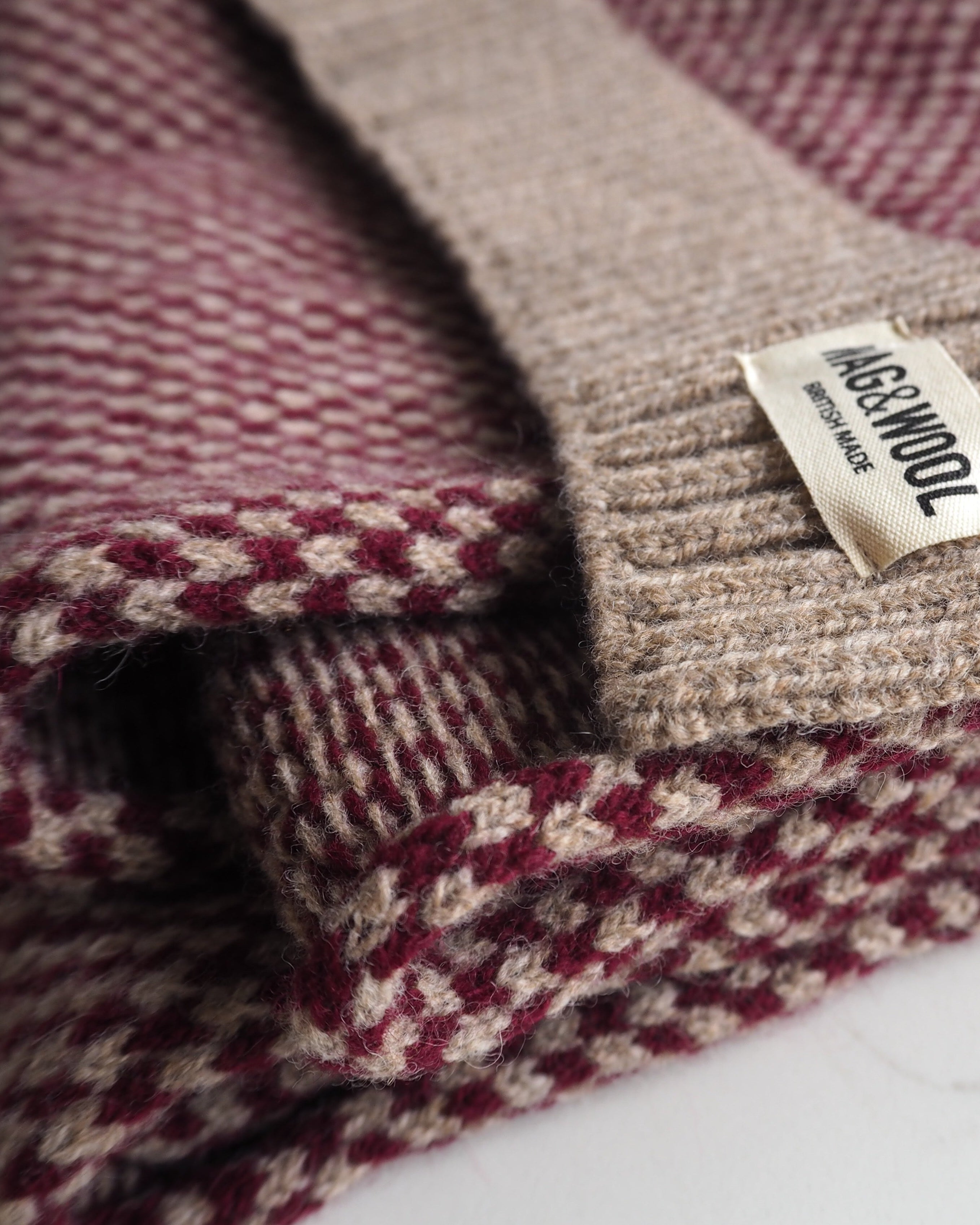 knitted burgundy scarf