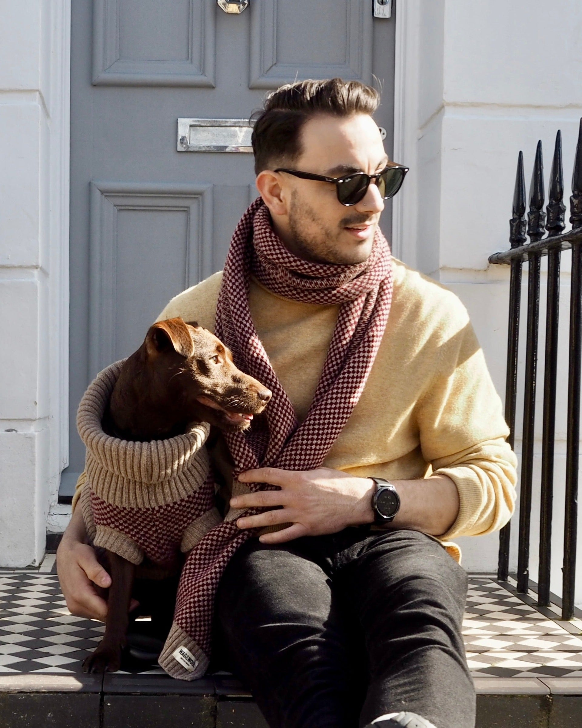 man and a dog matching