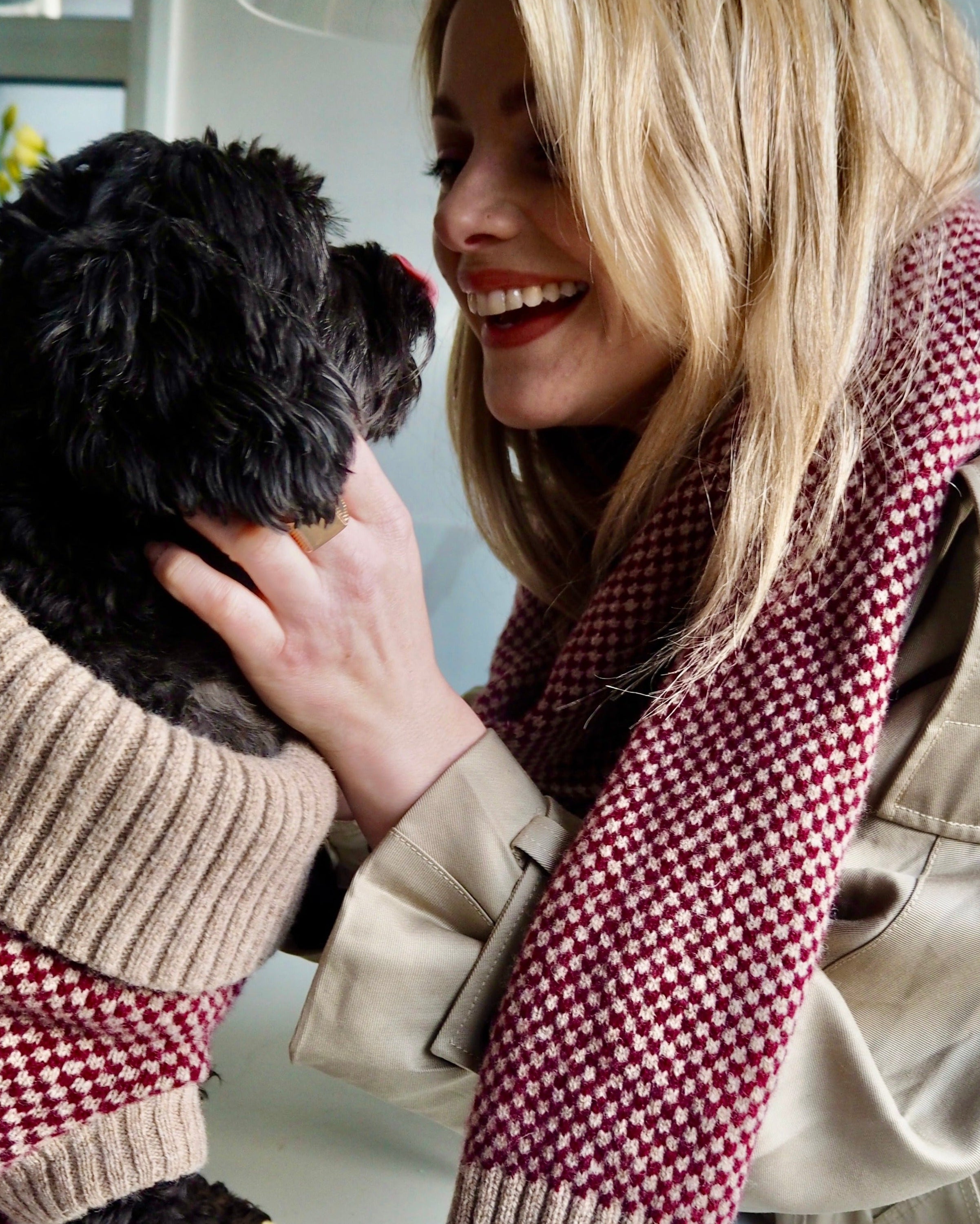 lady and a dog in matching accessories