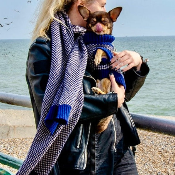 Navy Dog Jumper and Matching Scarf