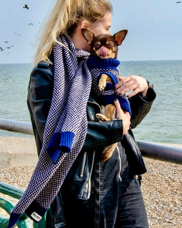 Navy Dog Jumper and Matching Scarf