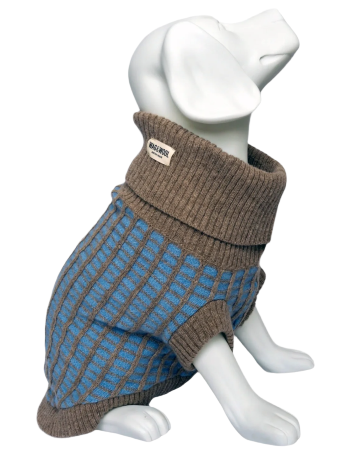 mannequin in a light blue dog jumper