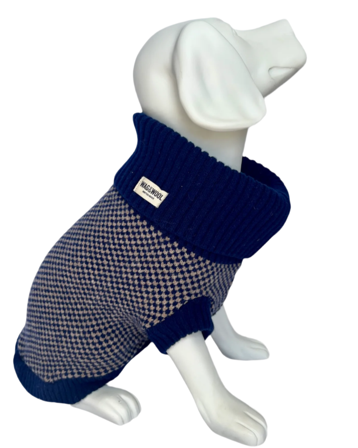 mannequin in a navy dog jumper