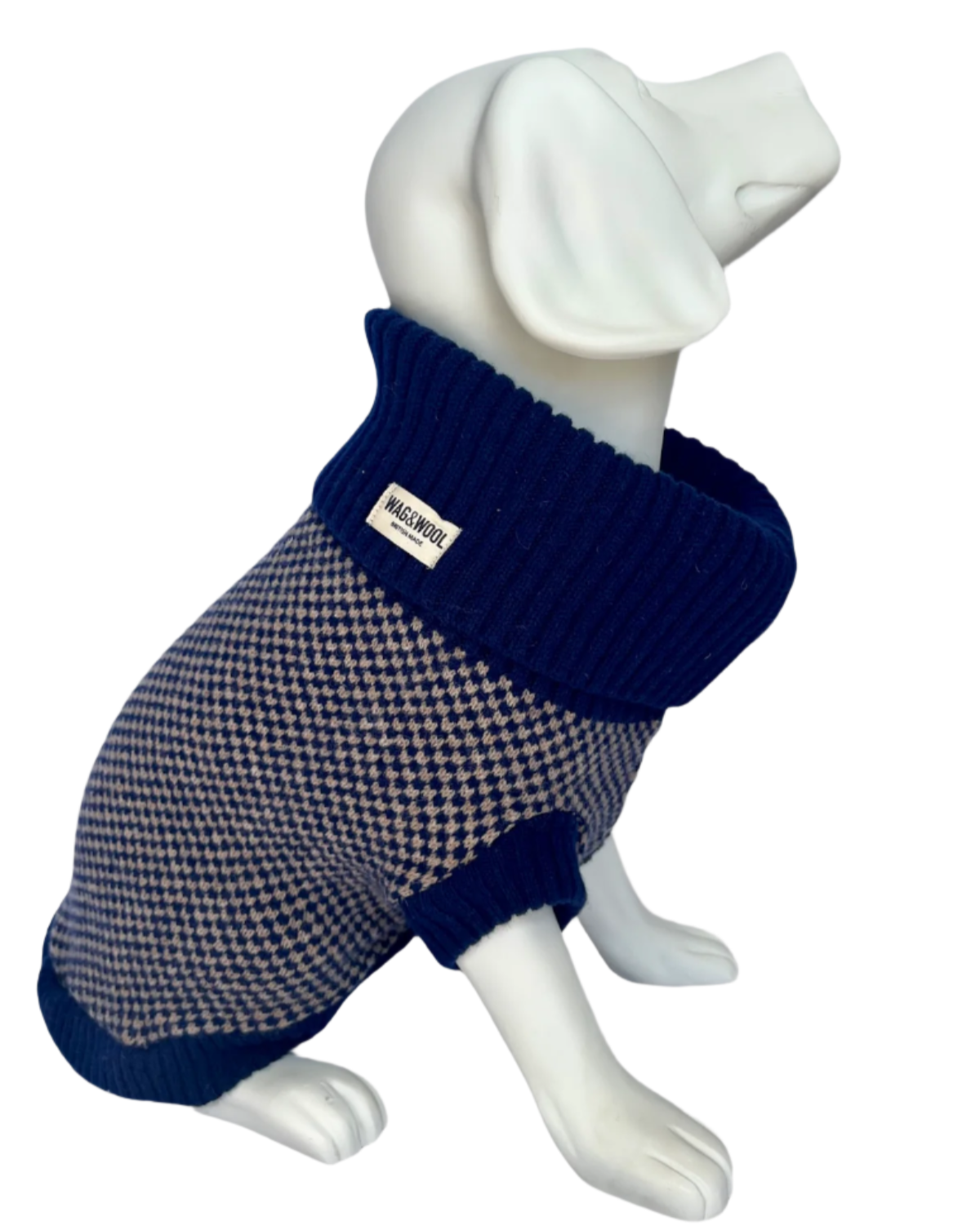 mannequin in a navy dog jumper