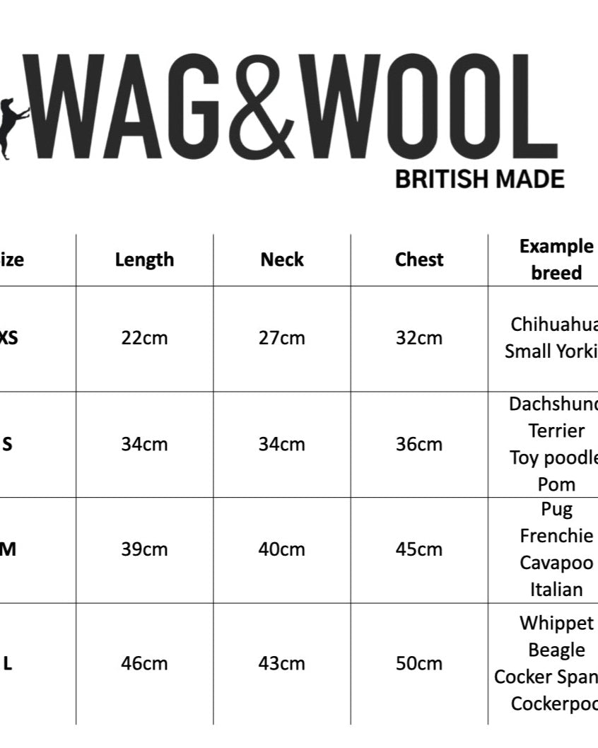 dog jumper size chart