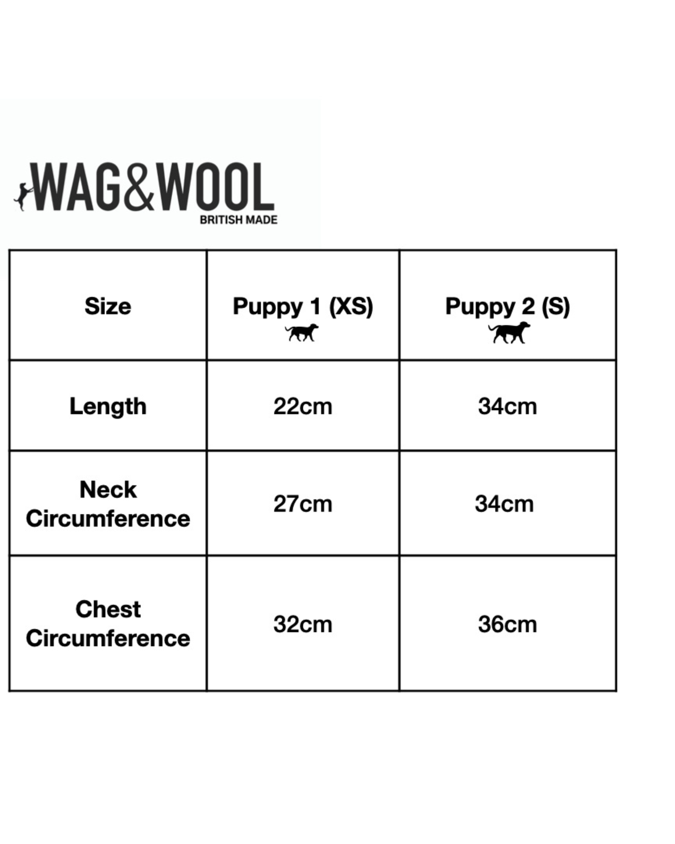 puppy jumper size chart