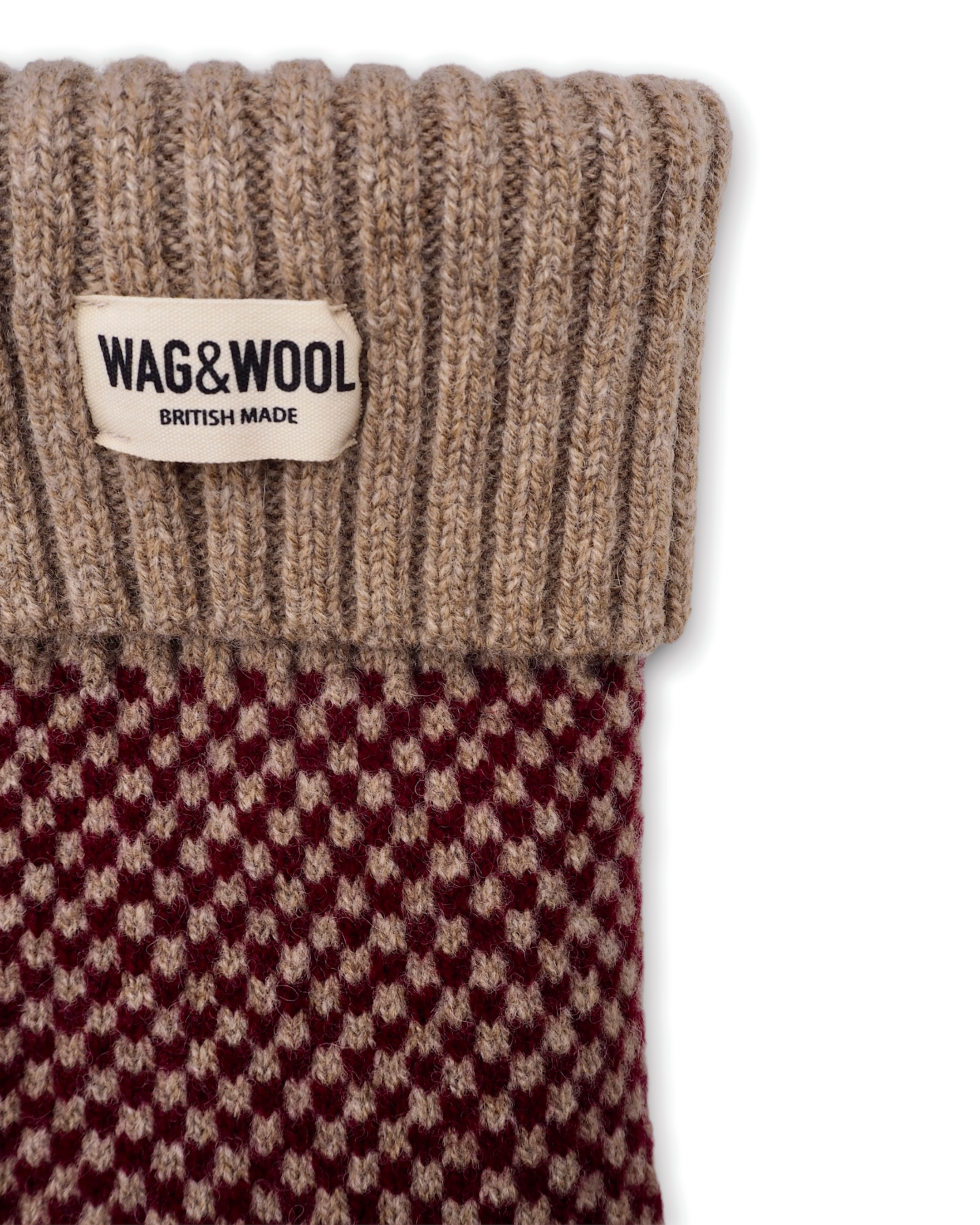 burgundy check puppy jumper