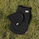 British wool black dog jumper and matching beanie hat
