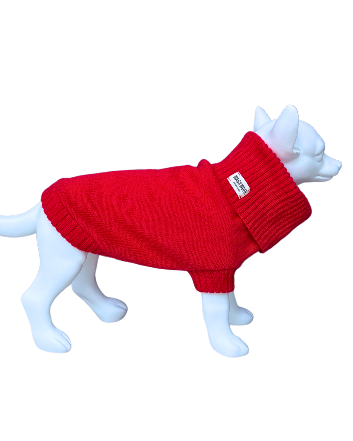 British wool dog jumper in cherry red