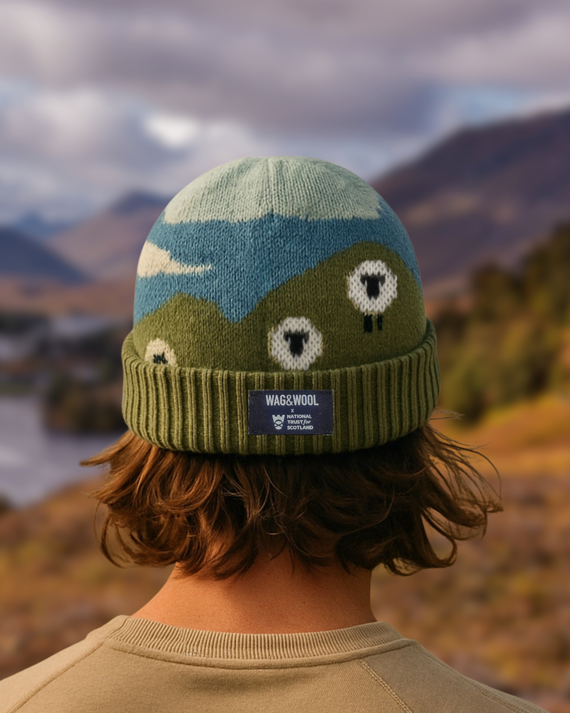 sheep design wool beanie hat