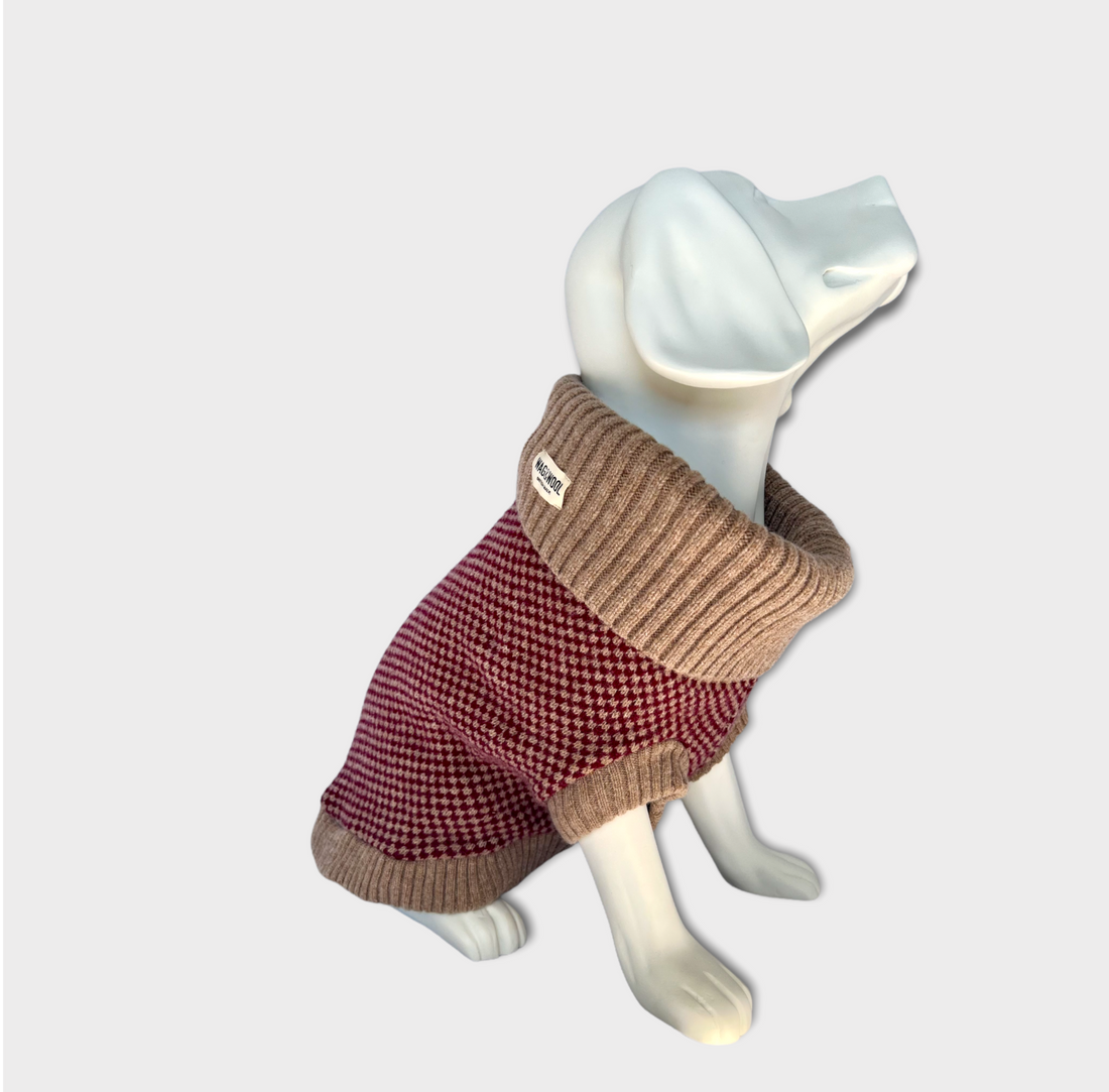Burgundy Dog Jumper & Matching Scarf | Dog Dad Gifts