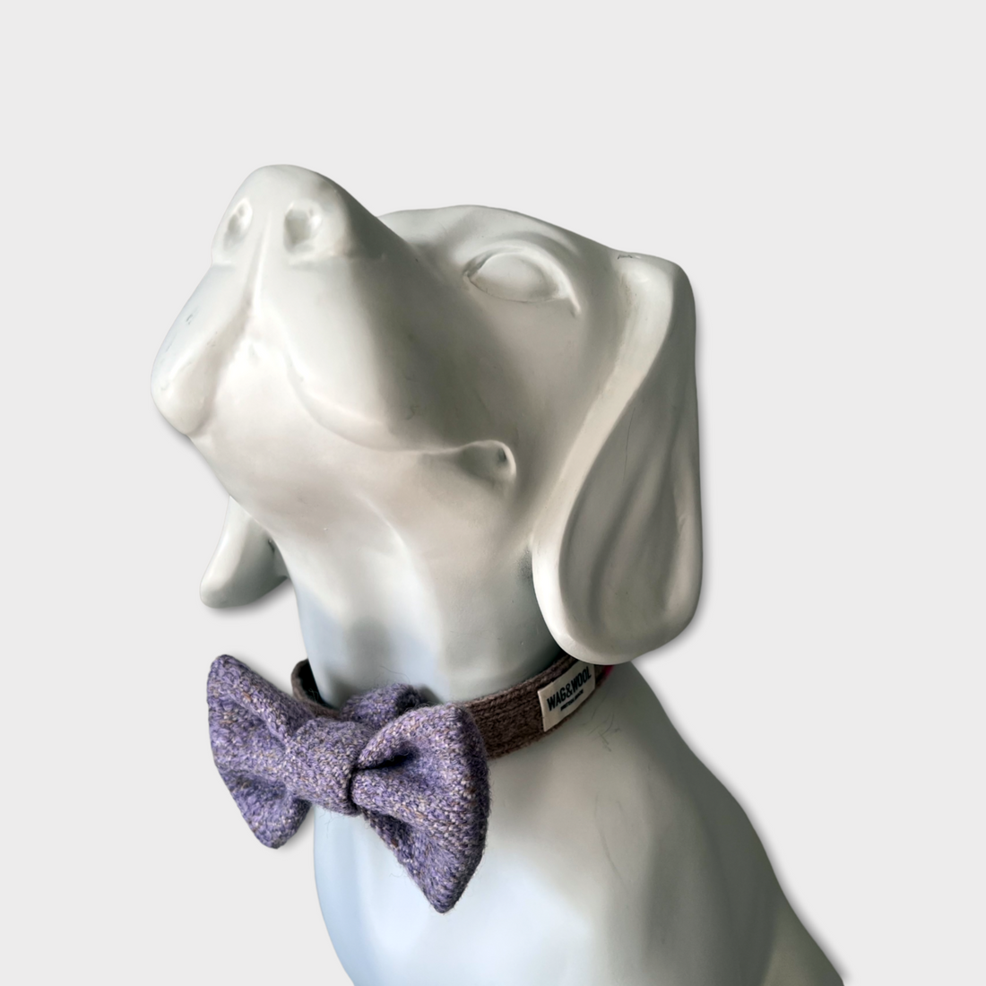 Lilac Woven Dog Bow Tie on a mannequin