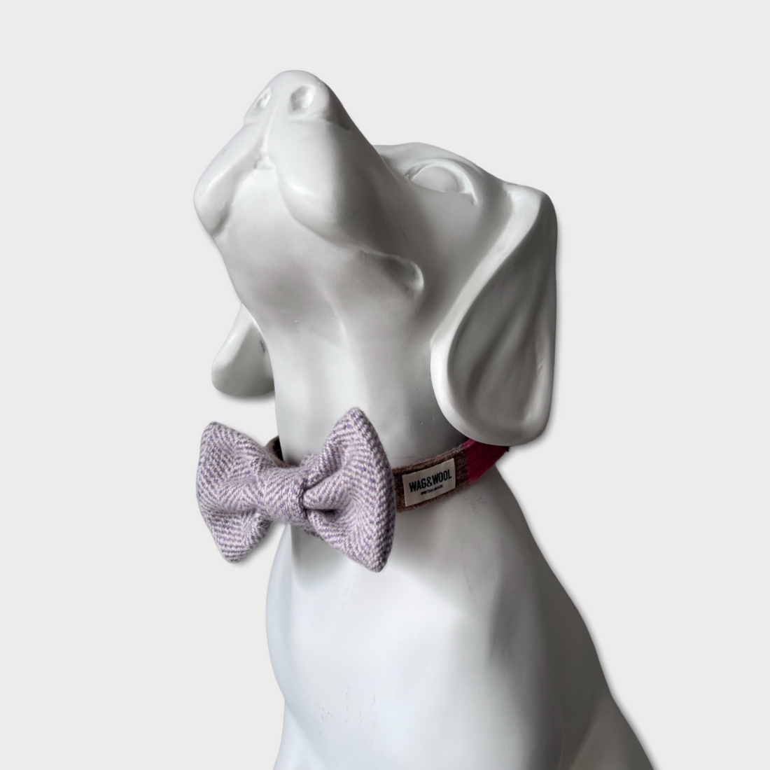 Lilac and White Woven Dog Bow Tie