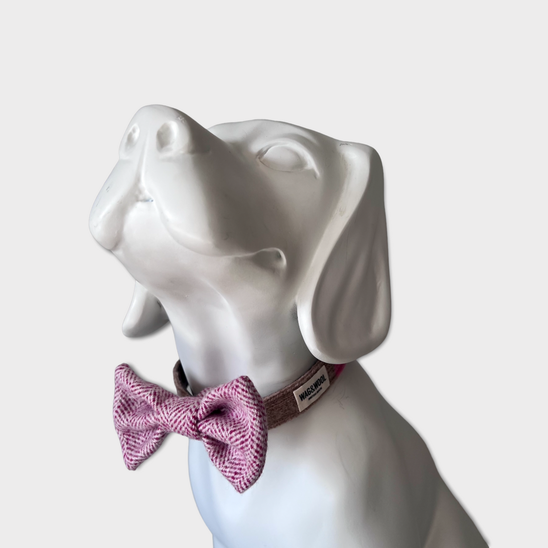 Raspberry and White Woven Dog Bow Tie