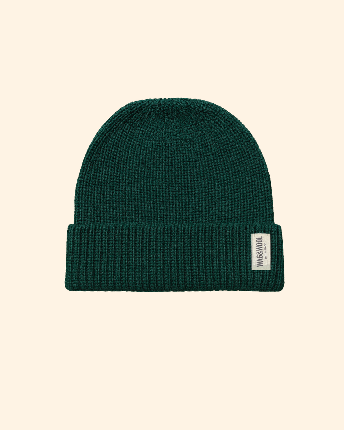 Forest Green Wool Beanie Hat flat lay
