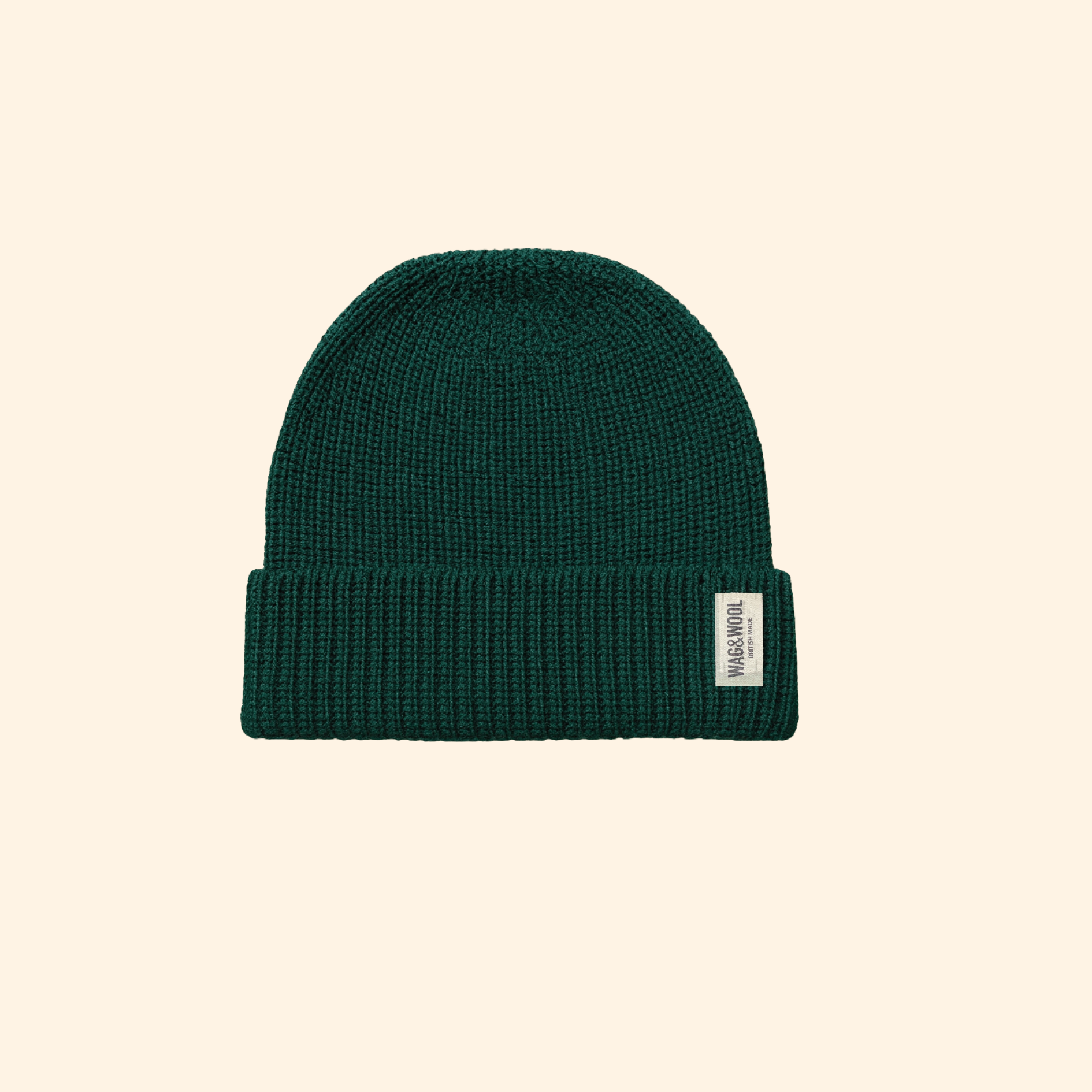 Forest Green Wool Beanie Hat flat lay
