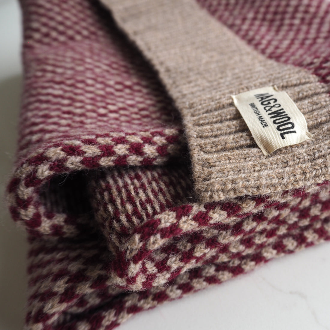 knitted burgundy scarf