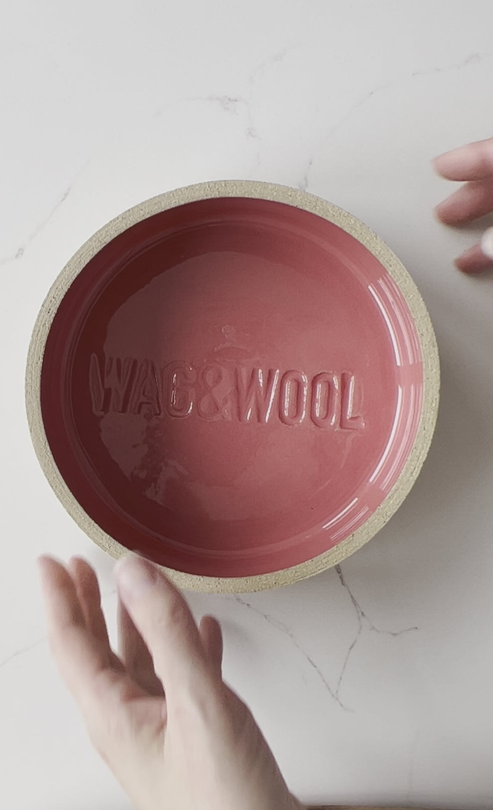 Handmade Ceramic Pink Dog Bowl | Raw Artisan Clay Outer