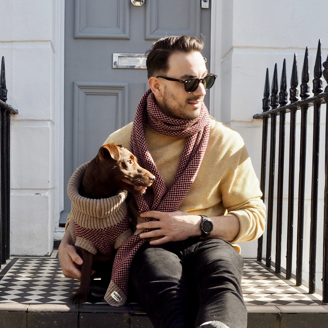 man and a dog matching