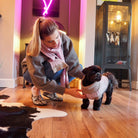 lady with a small dog matching 