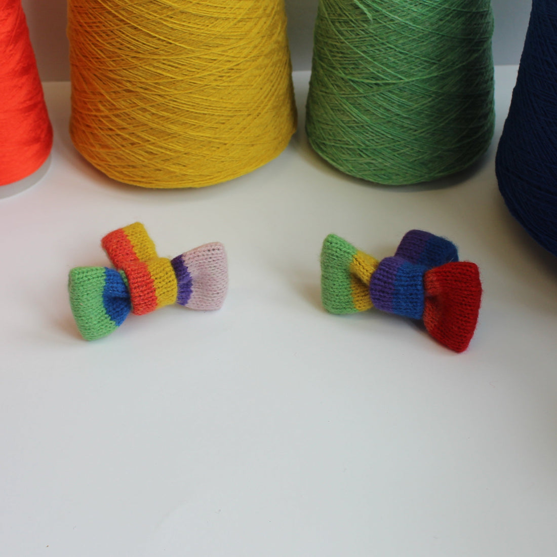 Rainbow dog bow ties 2 together