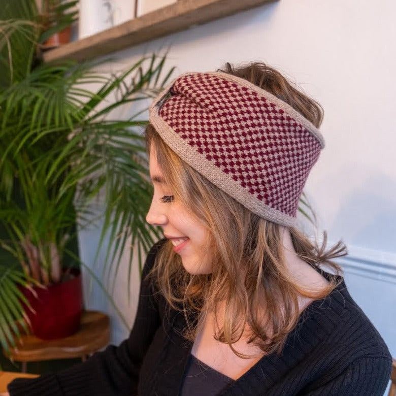 burgundy knitted headband 