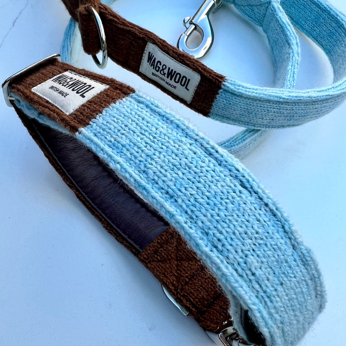 Turquoise and Brown Dog Collar closeup of label 