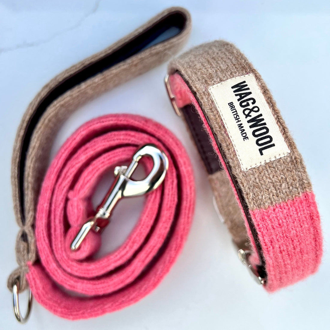 pink dog collar and lead set