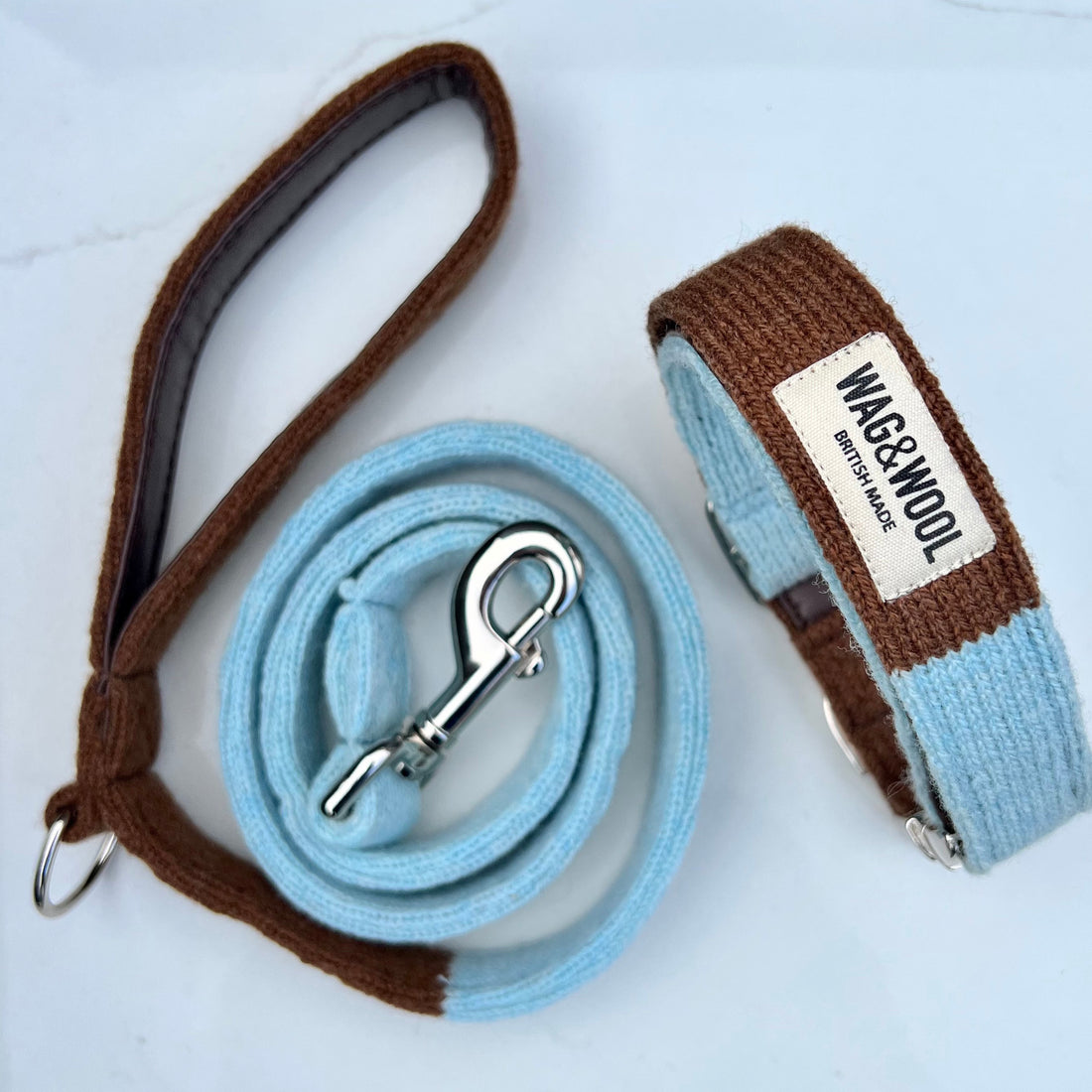 turquoise dog collar and lead set