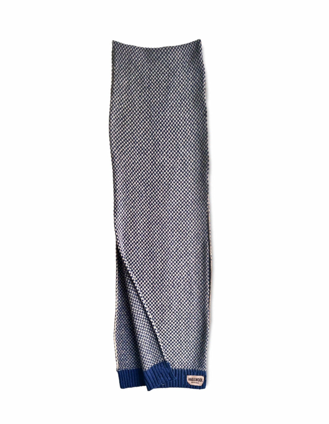 navy wool scarf flat lay 