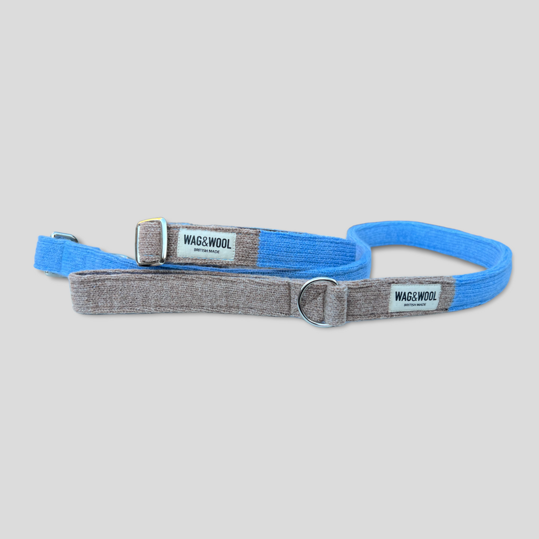 sky blue dog collar and lead set