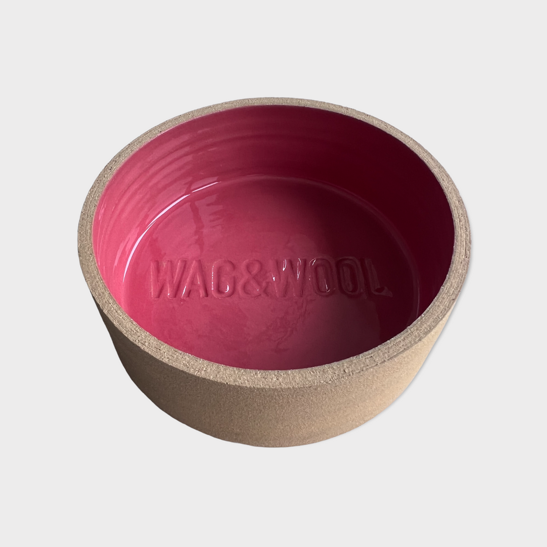 pink handmade dog bowl 