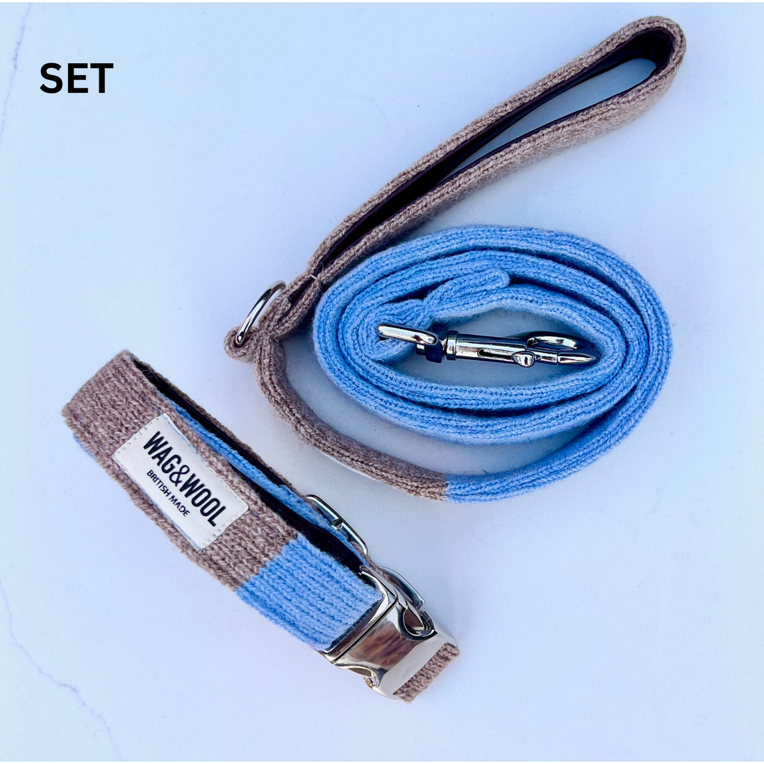 Sky Blue Dog Collar and Lead Set