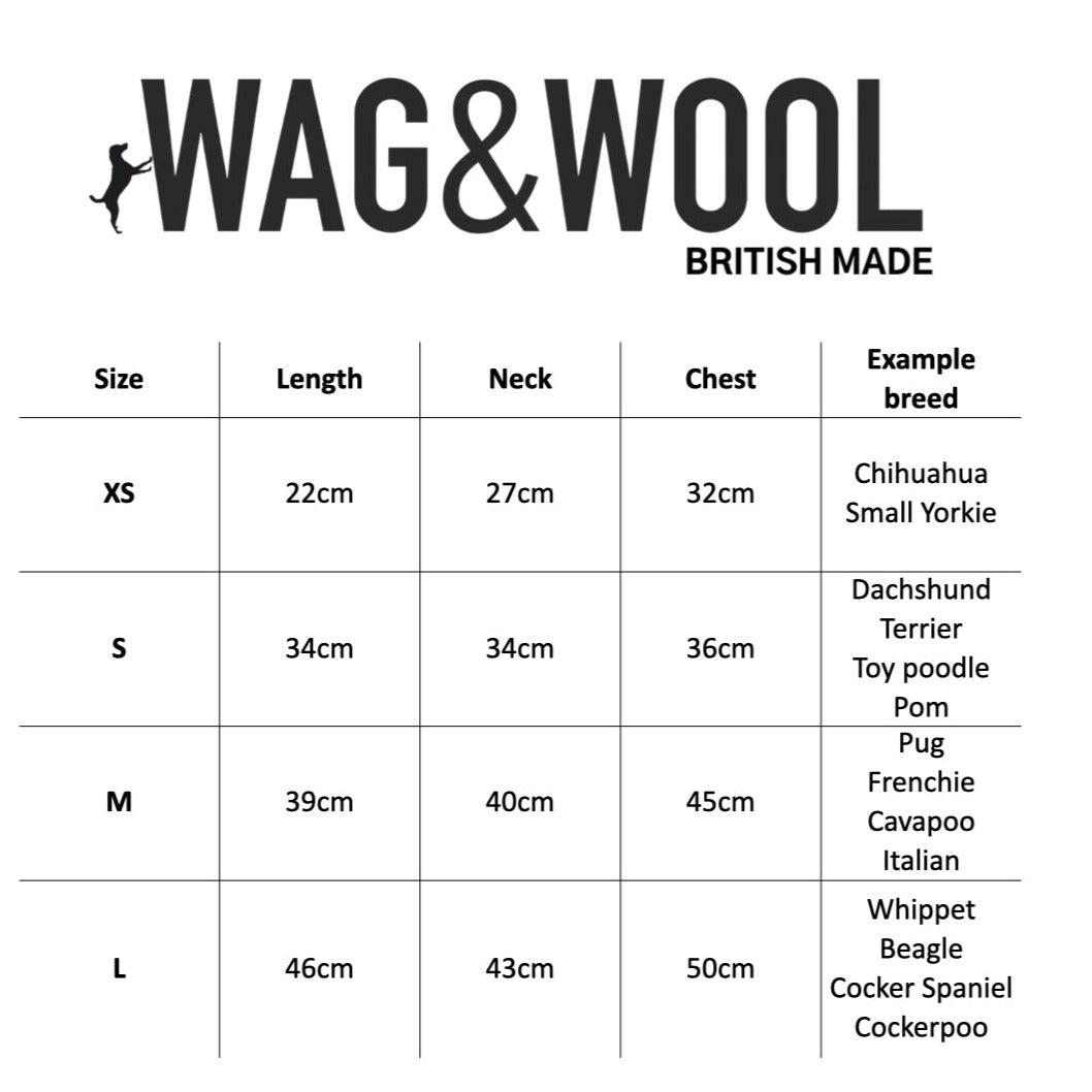 dog jumper size chart