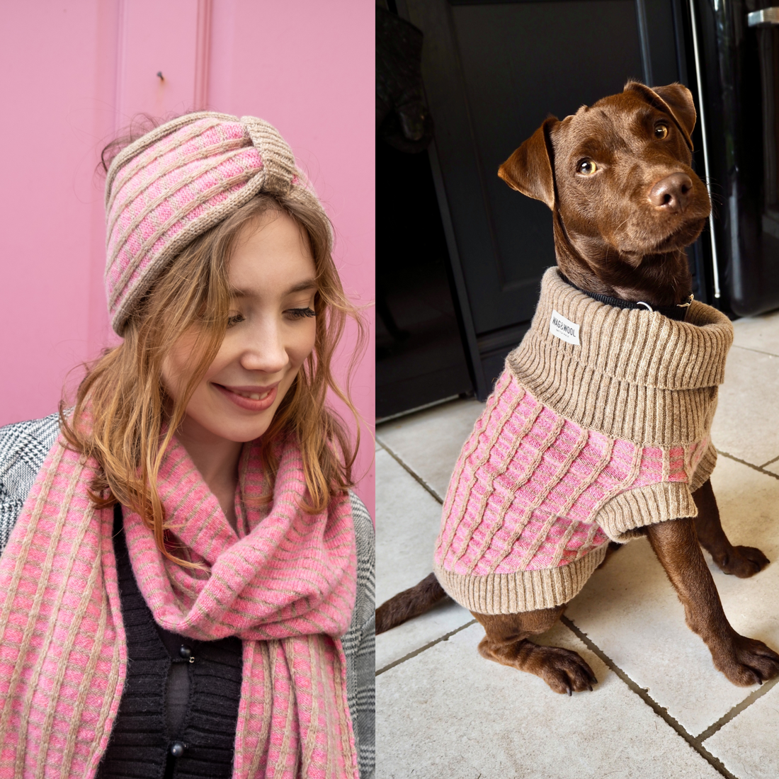 pink dog jumper and matching headband set