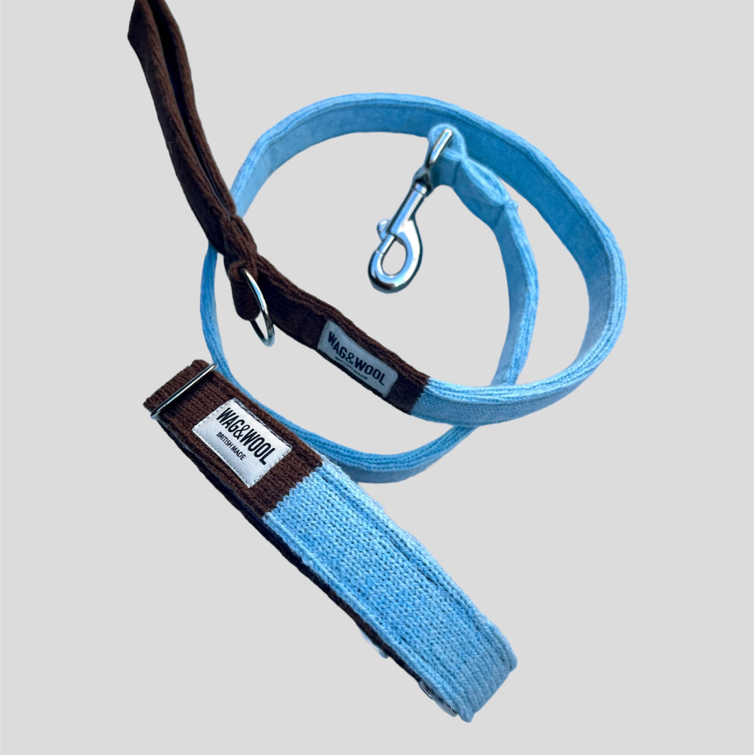 cutout shot of dog collar and lead set