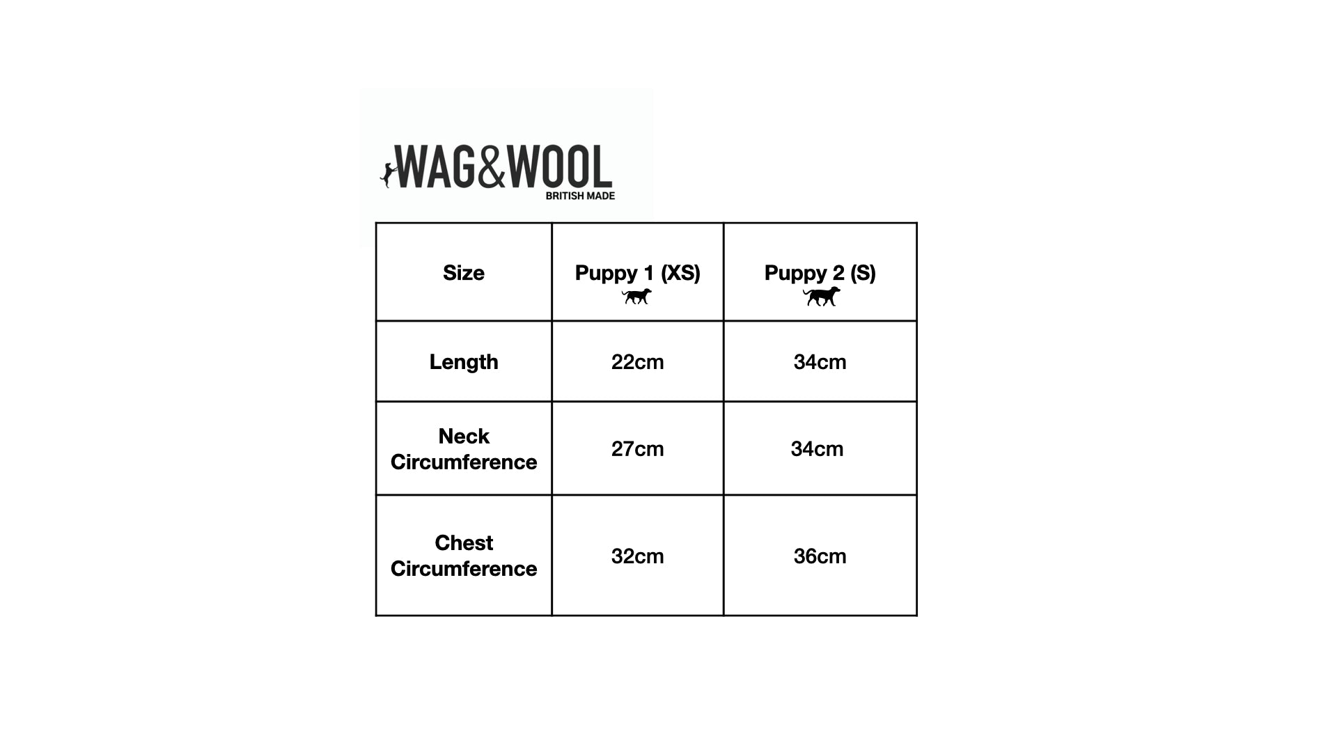 puppy jumper size chart